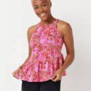 Fit 4 U High Neck Diagonal Ruffle Tankini Top Size 10